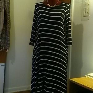 Navy Striped Swing Dress